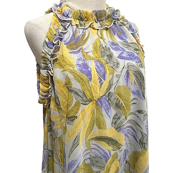 Anthropologie Entro Top Womens Medium Floral Halter Ruffle Blouse - Picture 3 of 6